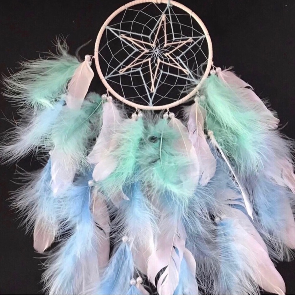 DreamStar Pastel Blue & Mint Feather Dreamcatcher